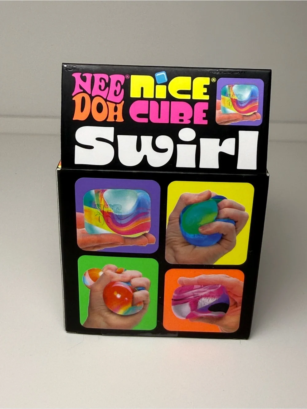 NWT NeeDoh Nice Cube Swirl Pink Purple Sensory Fidget Toy Super Solid Squish
